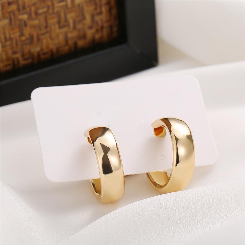Wide Gold Silver Color Alloy Hoop Earrings For Women Men Rock Street Jewelry Accessories Metal Earring Boucle Femme