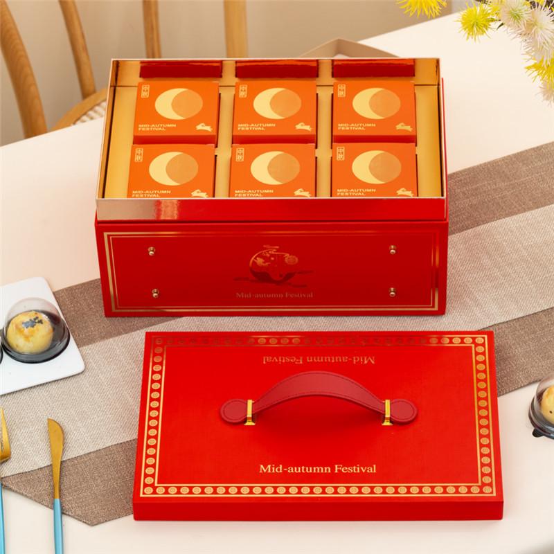 Bi-Fold Mooncake Gift Box: High-End Hollow Design with Flip-Top for Mid-Autumn Festival