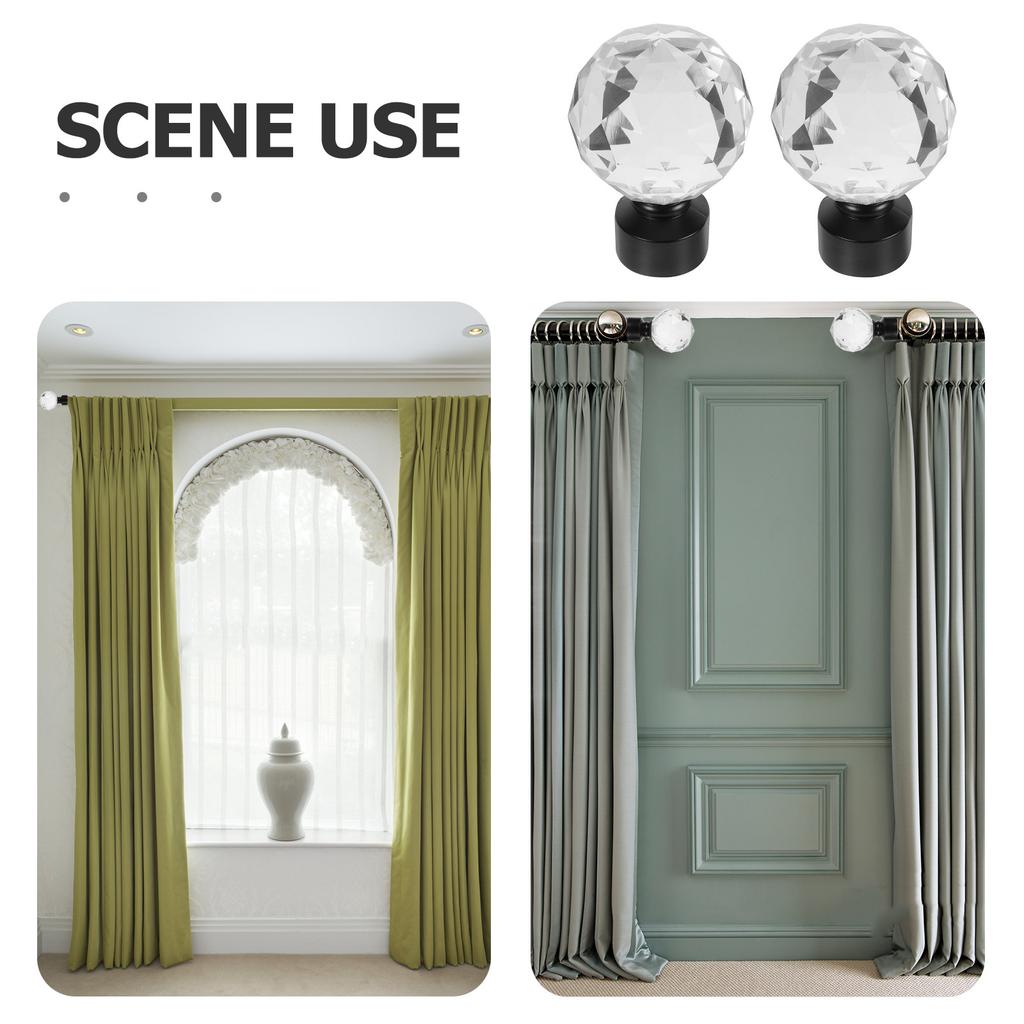 Retro Style Curtain Rod Ends Black Iron Finish Heavy Duty for Home Decor Dorm Apartment Window Curtain Rod Fittings