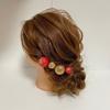 Japanese style hair accessory red gold ball kanzashi with gold leaf and mizuhiki string set