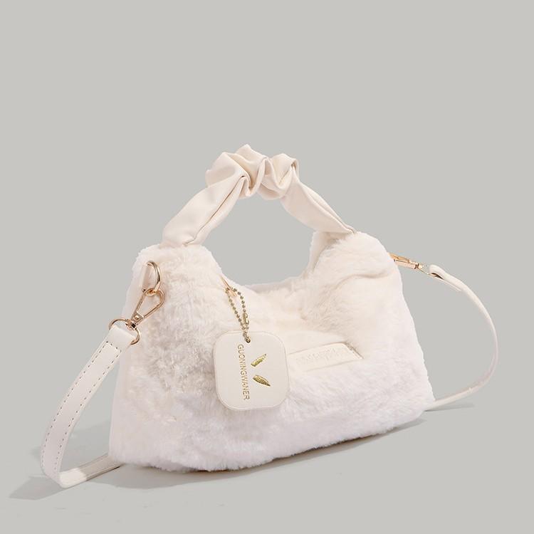 2024 New Furry Small Square Bag for Women, Autumn and Winter Plush Handbag, Fashionable Single Shoulder Crossbody Furry Bag