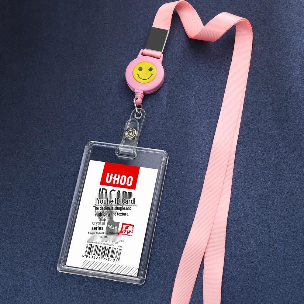 Acrylic Stretchable Badge Holder with Retractable Lanyard for Student or Employee ID Cards