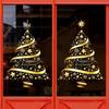 Gold Christmas Wreath & Tree Glass Door Sticker for Shop Windows