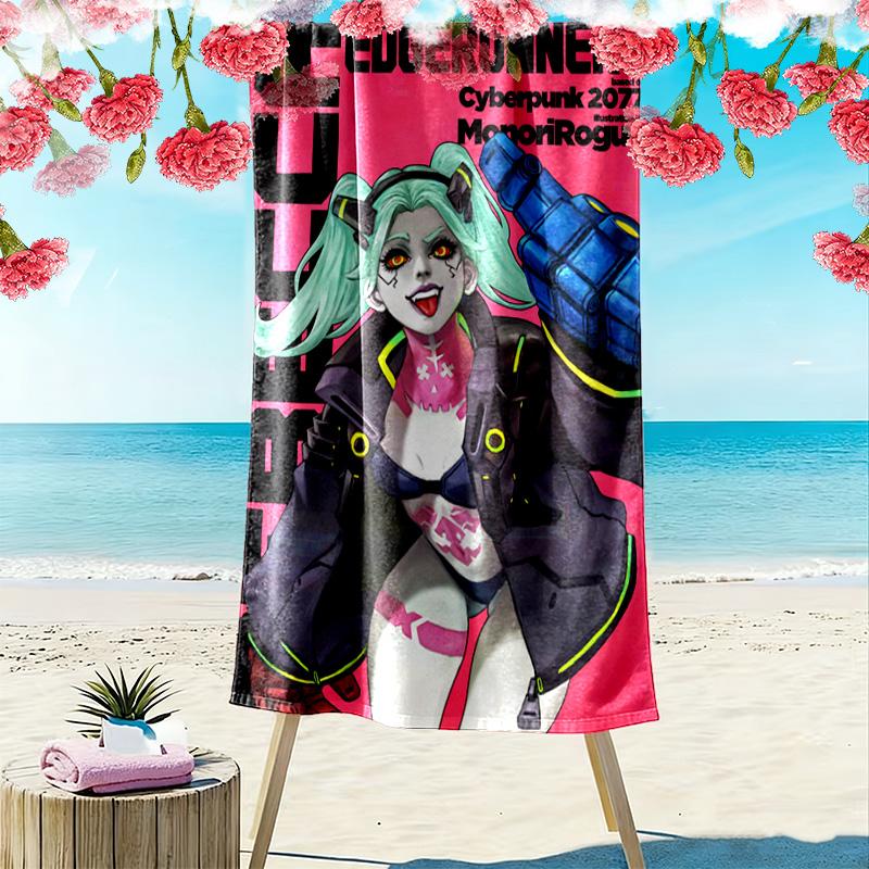 Cyberpunk Rebecca 2D Flat Print Beach Towel, Large Soft Quick Dry Towel for Beach Camping Swimming.MSTJ0918579