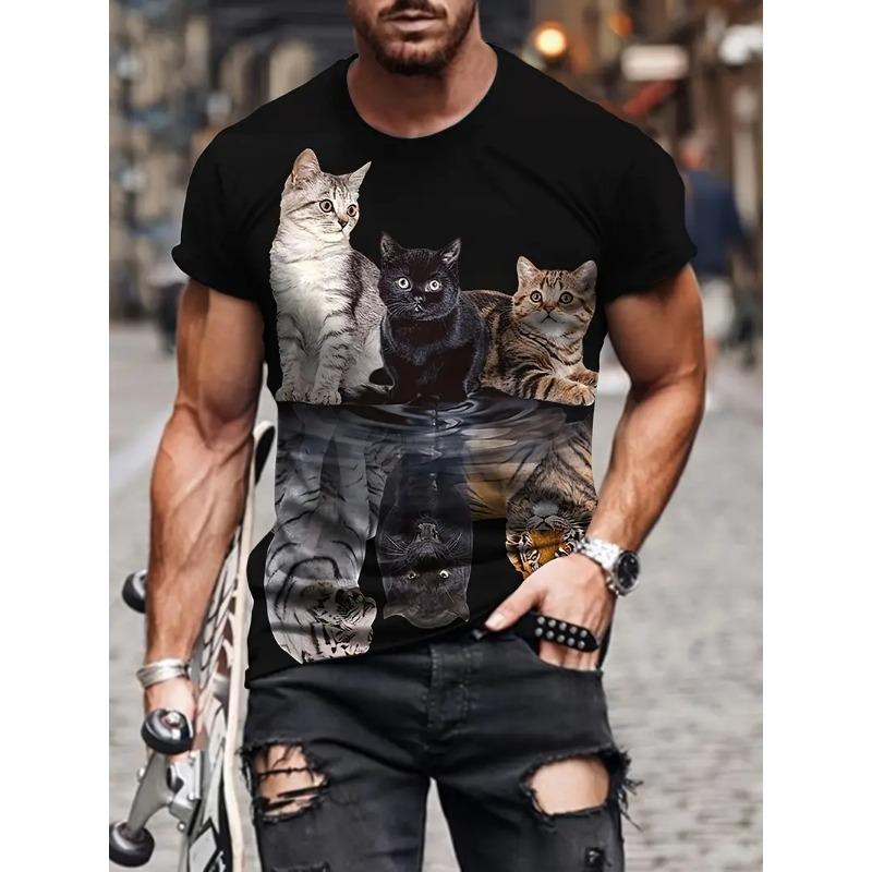Summer Fashion Fun Cartoon Cat Pattern T-shirt