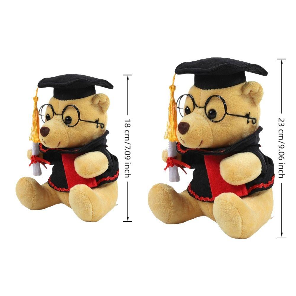 18/23cm Cartoon Lovely Bear Glasses Bear Stuffed Plush Toy Graduation Bear Doll  Kindergarten Gift