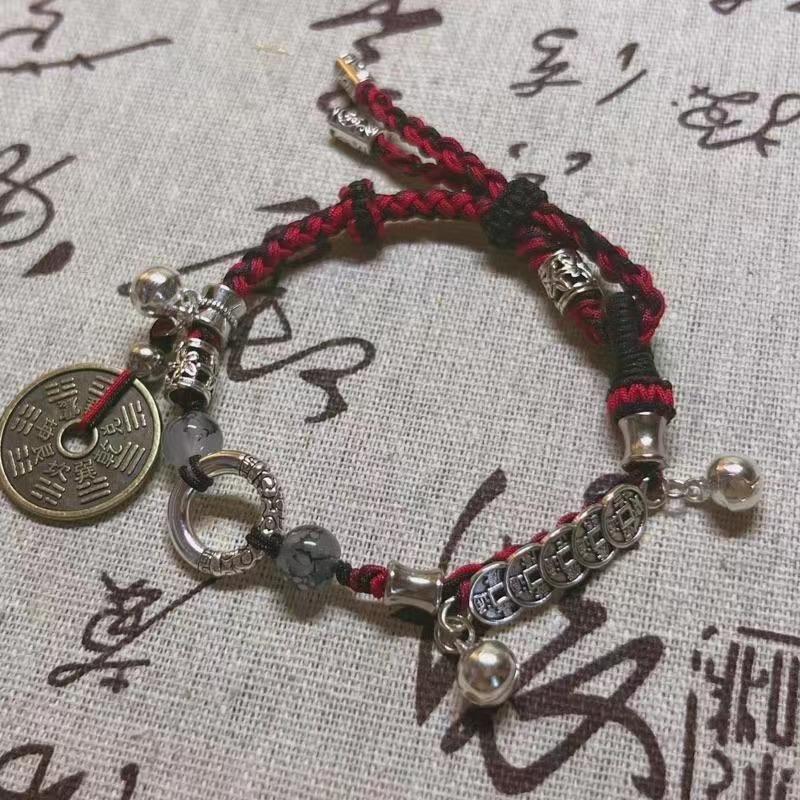 

Классный браслет с пряжкой безопасности Жуи, браслет в горном стиле, шнурок для переноски денег, китайский стиль, новый китайский браслет, плетение Chifeng [Black and Red]]