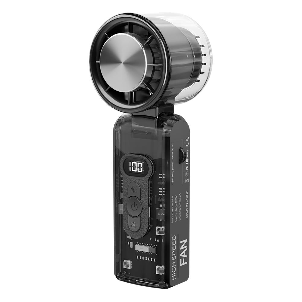 High Speed Turbo Fan with LED Light LED Display Foldable Personal Cooling Fan 3600mAh Electric Mini Turbo Fan for Outdoor Travel