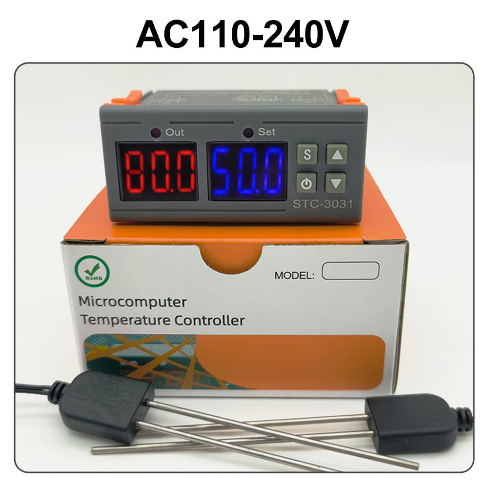 STC-3031 Dual LED Digital Thermostat Humidistat Temperature Humidity Controller Thermometer Hygrometer Relay DC 12V 24V AC 220V