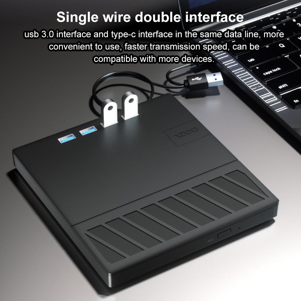 7 In 1 USB 3.0 Type C External CD DVD RW Optical Drive with SD/TF Port CD/DVD/BD -/+RW Player Burner Writer Reader for Laptop PC