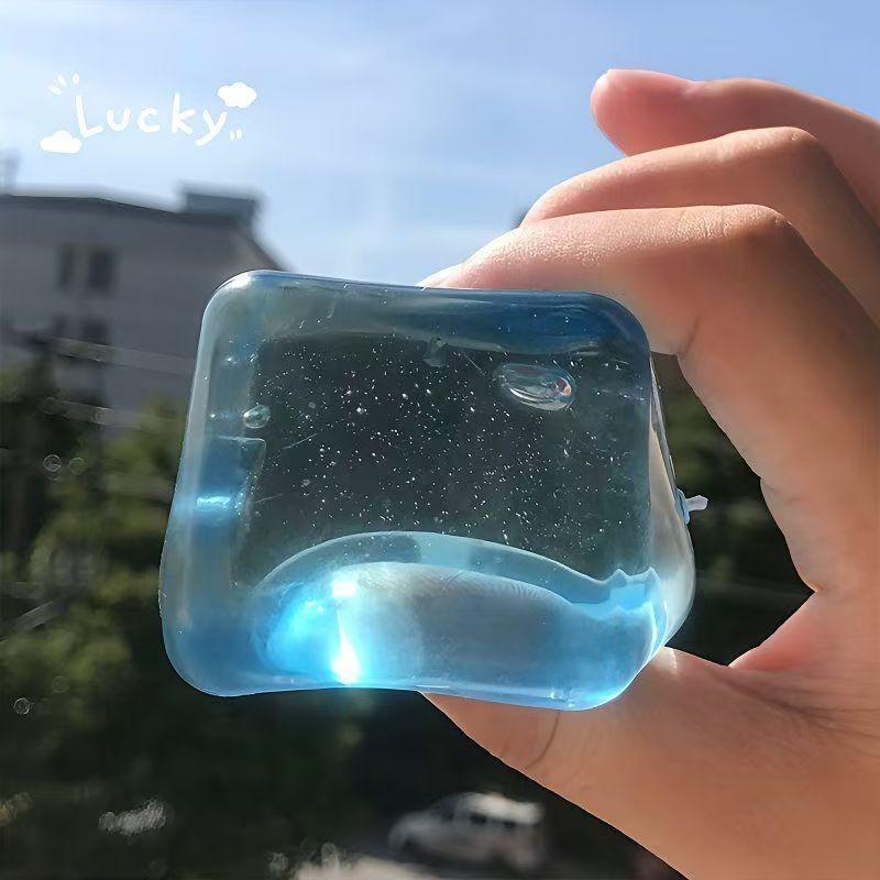 Maltose Water Blue Cubic Squeeze-Able Ice Cubes Soft Rubber Stress Relief Tool For Relieving Work Pressure Stress Relief Gift