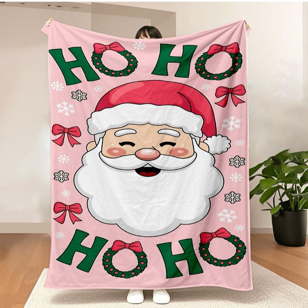 Merry Christmas Blanket Christmas Tree Gingerbread Man Red Flannel Blanket for New Year Christmas Gift for Family Nana Mon Dad