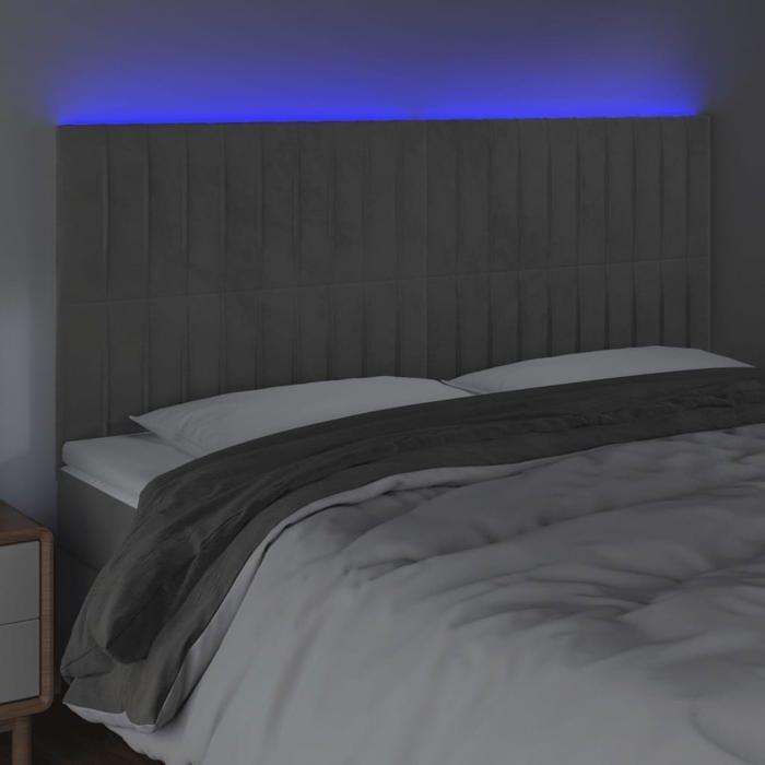 VidaXL Tête de Lit à LED Meuble de Chambre à Coucher Accessoire de Lit Double Tête de Cadre de Lit Intérieur Gris Clair 3122728