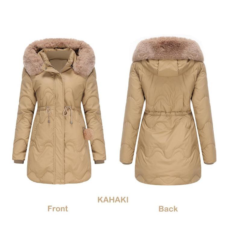 Women's Warm Parka Cotton Coat with Detachable Hood Autumn Winter Mid-length Coat