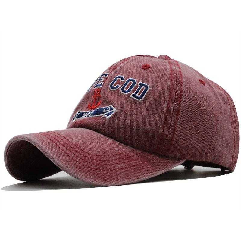 3D Three-Dimensional Anchor Embroidery Adjustable Cap Summer Pure Cotton Splicing Retro Washed Baseball Hat