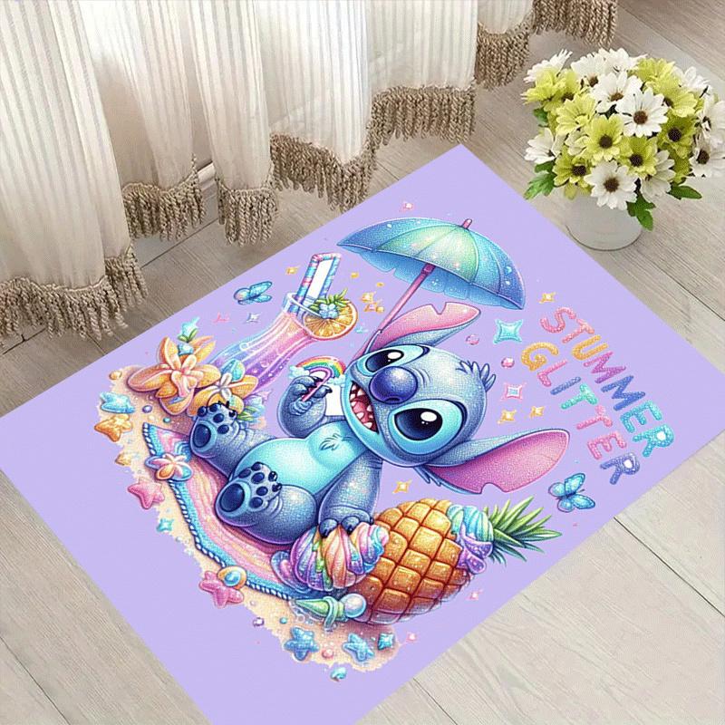 

1pc Cute Stitch Pattern Area Rug Soft Flannel Floor Mat for Living Room,Office,Bedroom and Carpet,Sofa Coffee Table Floor Mat 60cm by 90cm