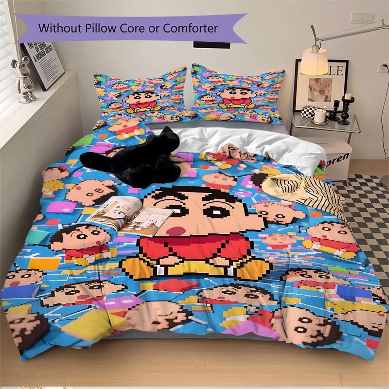 3pcs Crayon Shin-chan Duvet Cover Set - Machine Washable, Includes 1 Duvet Cover and 2 Pillowcases, No Core Included yy251022199