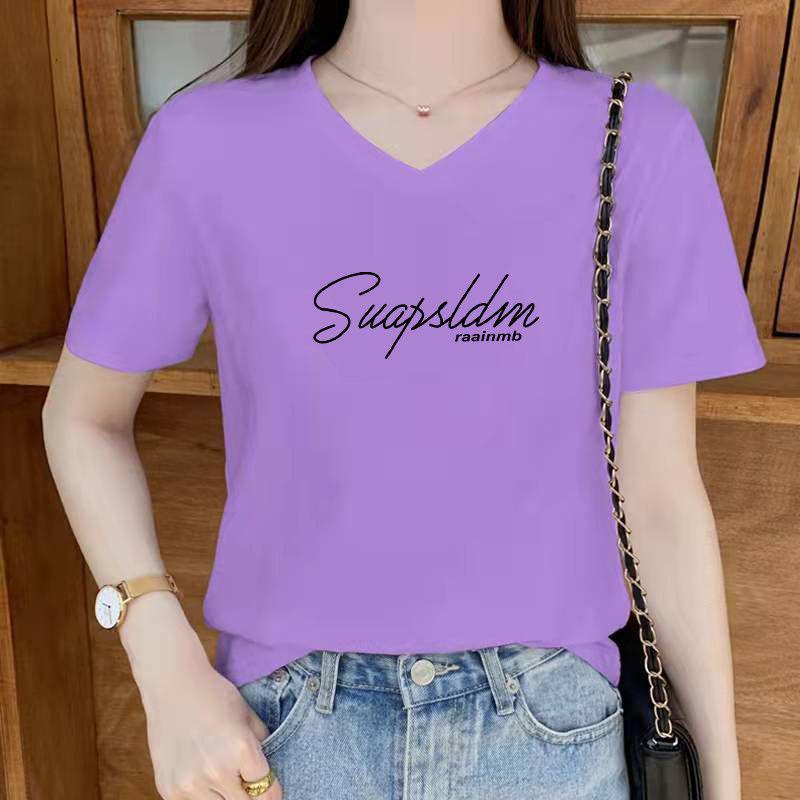 

Женские повседневные футболки с коротким рукавом и V-образным вырезом: Чисто белый вырез «сердечко» и черный свободный стиль для лета. S 80-95 lbs