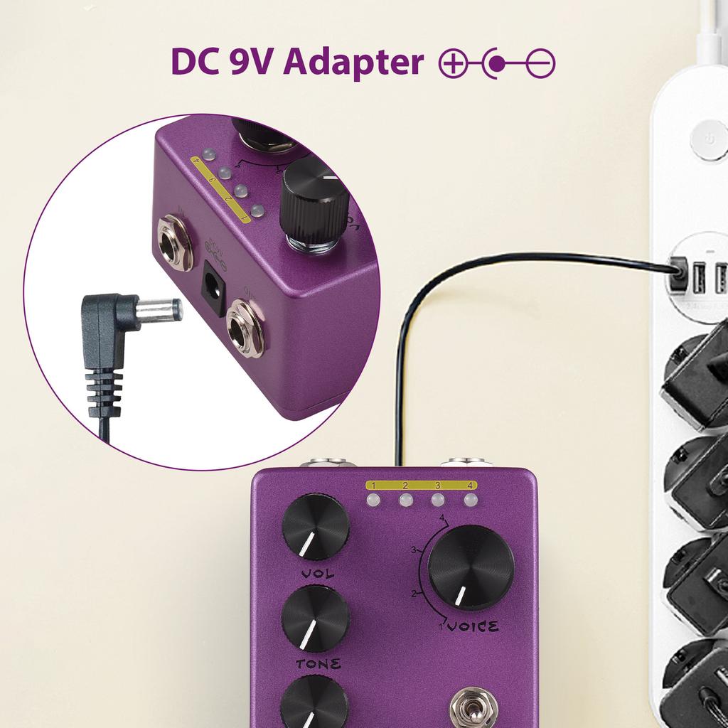 MOSKYAUDIO MAD COW Guitar Distortion Effects Pedal GAIN/VOL/TONE/VINT/MOD/4-Mode Knob DC 9V 6.35mm
