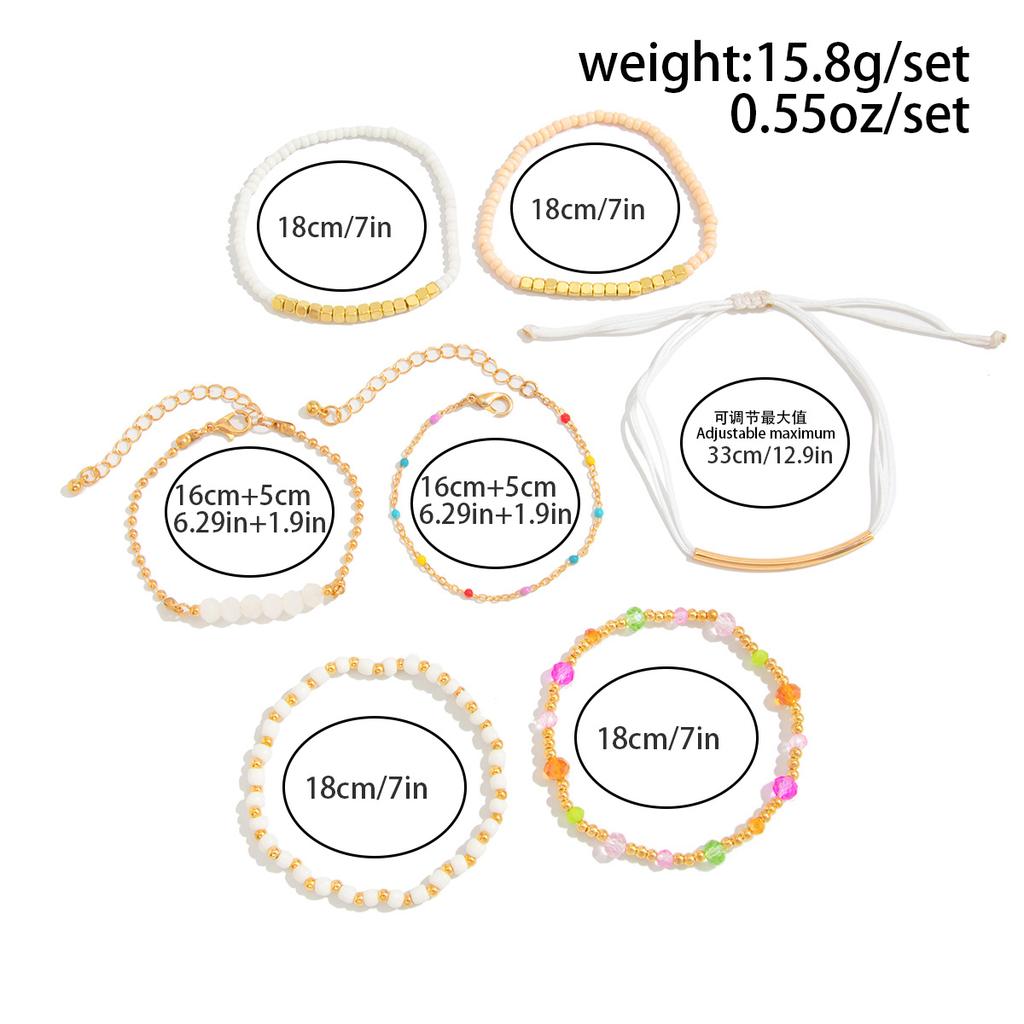 Ingemark 7-teiliges Set Y2K Böhmische Kristallkettenarmbänder für Damen Minimalistische Bunte Elastische Armreifen Tägliche Party Partner Schmuck