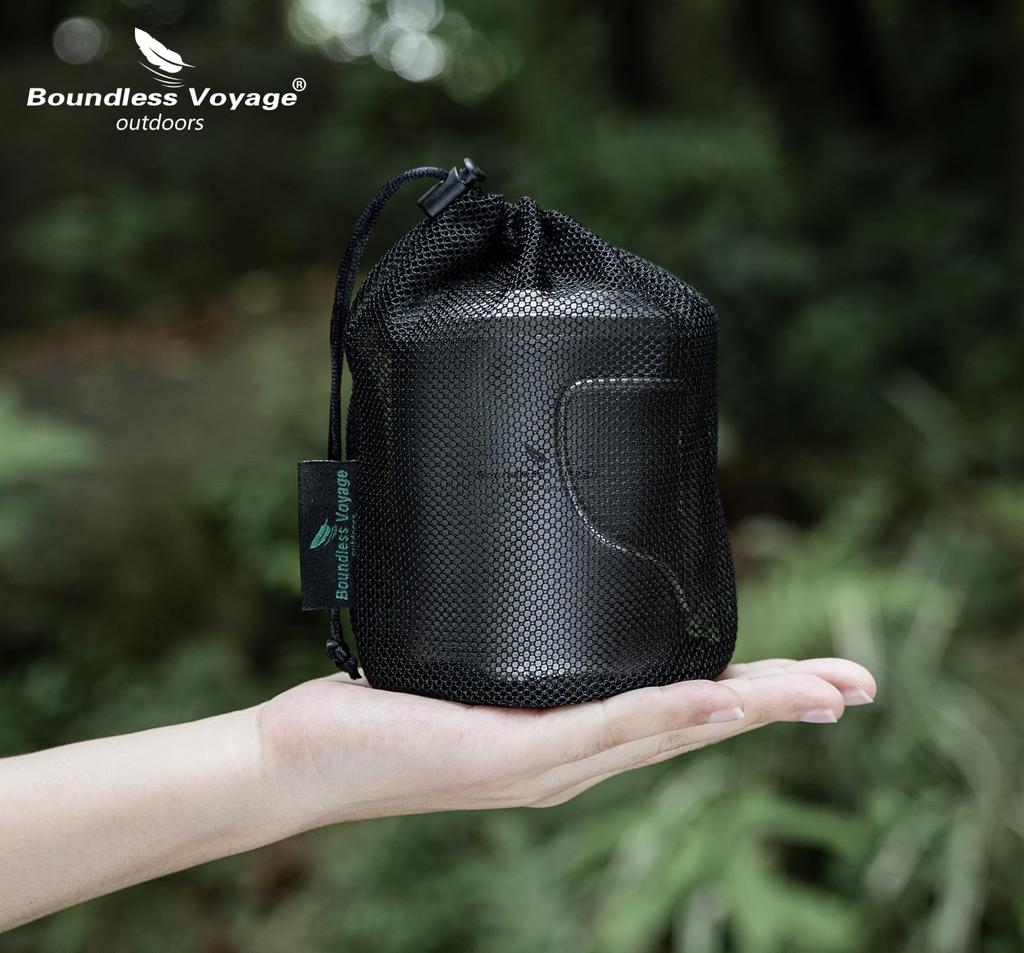 Boundless Voyage Titanium Mug Outdoor Camping Single Direct Flame with Tea Folding Titanium Outdoor Solo Camping with Storage Bag - Mug, Compatible,