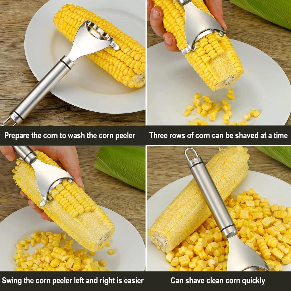 Kitchen Gadgets Corn Peeler Stainless Steel Corn Cob Peeler Tool Corn Thresher Remove Corn Kernels From Corn Cobs