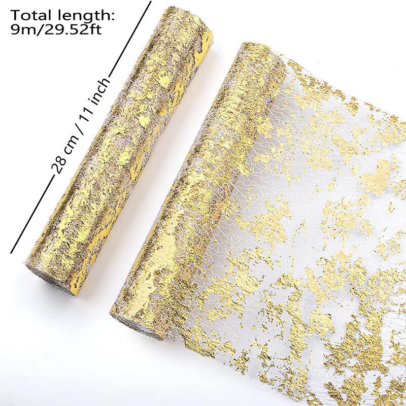 Gold Foil Mesh Table Flag For Festive Party Wedding Decoration Luxurious Gold Table Runner Perfect For Home And Event Decor Table Flag