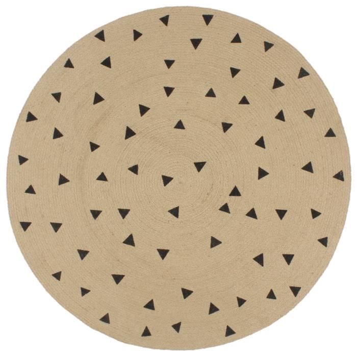Tapis - vidaXL - Jute fait à la main - Imprimé à triangles - 120 cm - Rond - Moderne