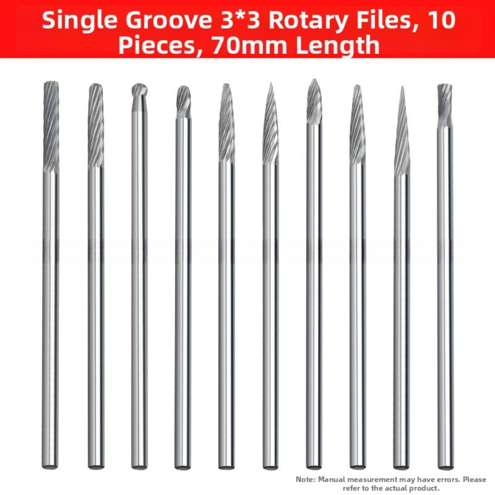 Alloy Rotary File Set 10 Pieces for Grinding Polishing 3mm Shank Compatible for DREMEL 18 Clamps and Rotary Tools