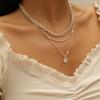 European and American Fashion Three-Layer Round Disc Chain Necklace