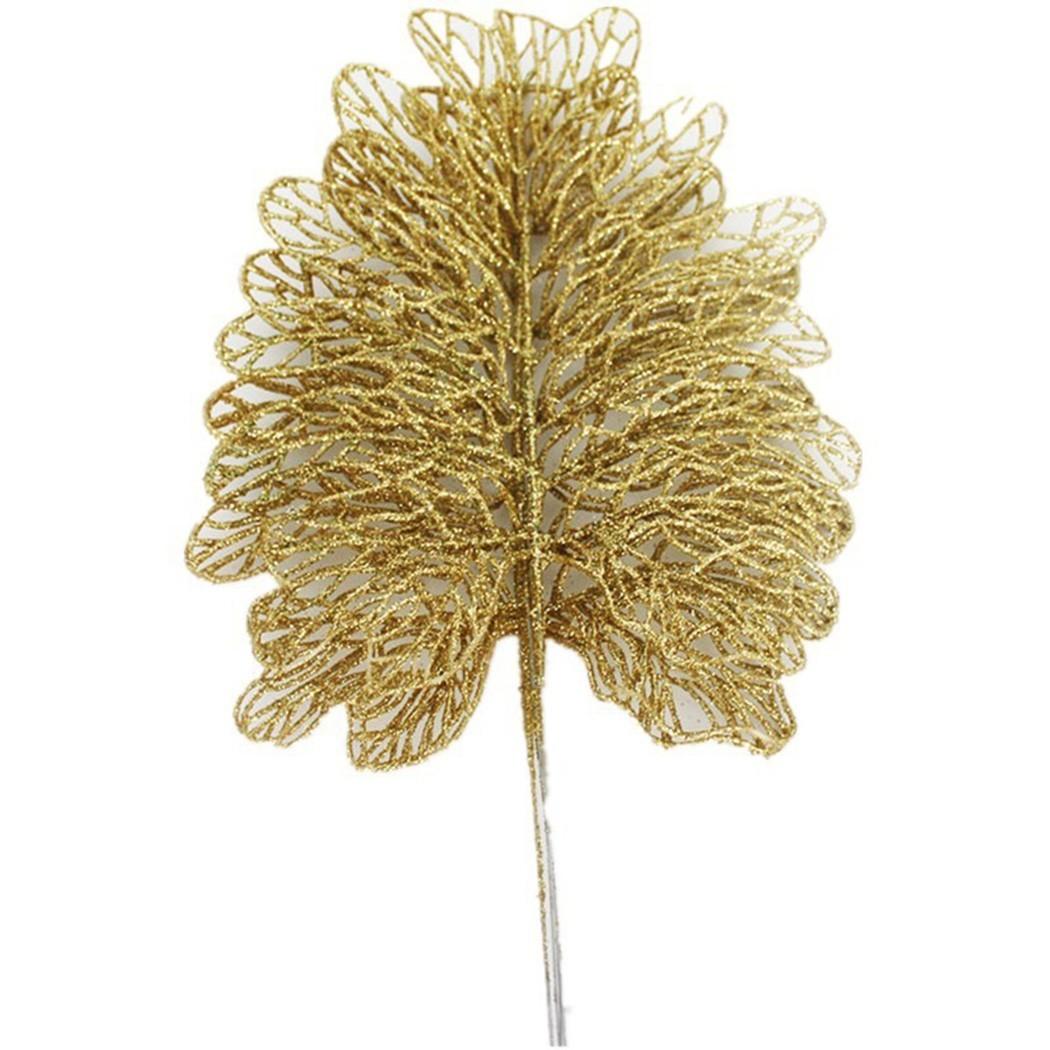 

Золотое Серебряное Блестящее Полое Украшение в виде Листа для Украшения Рождественской Елки 9#