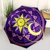 Zodiac Sonnen- und Mondsymbol AufkleberRegenschirm, Tragbarer 3-Fach-Regenschirm für Damen & Herren, Weihnachtsgeschenk ES304