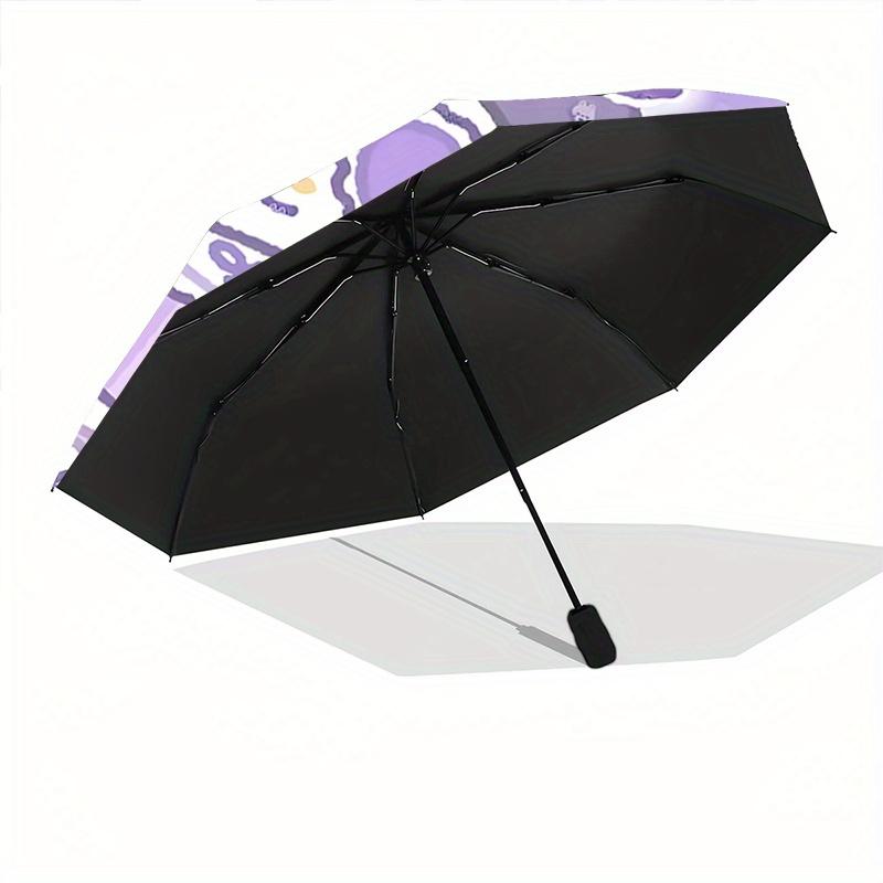 1pc One Eyed Kuromi Cartoon Umbrella, Portable 3-Fold Compact Umbrella, Suitable for Camping, Hiking and Travel, Ideal Easter Birthday Gift for Family
