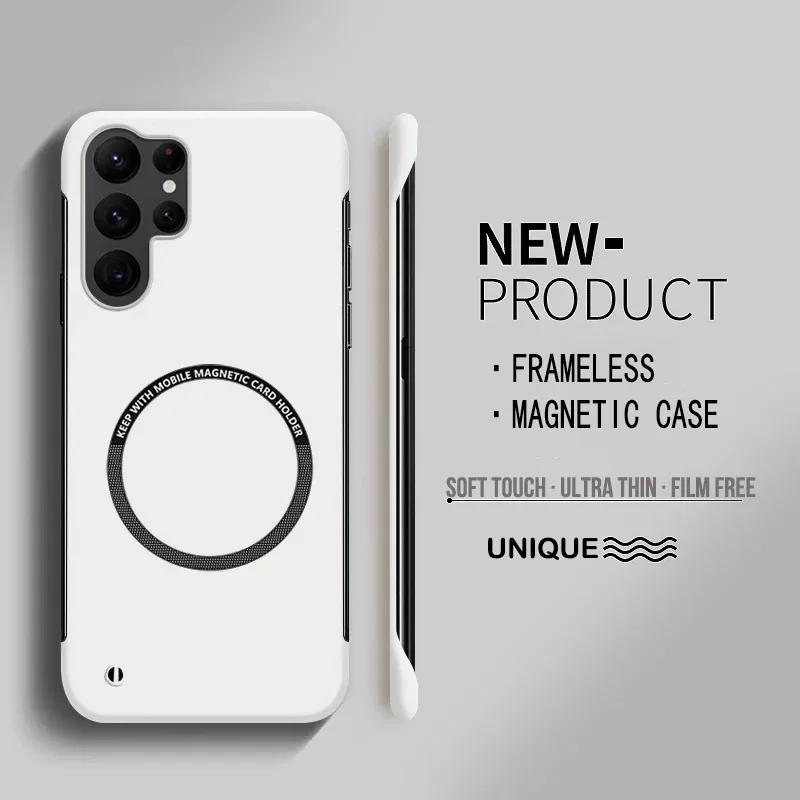 Ultra Thin Hard PC Magnetic Frameless Case for Magsafe Samsung Galaxy S25 Ultra S24 S23 S22 S21 S20 FE Plus Note20 Scrub Cover