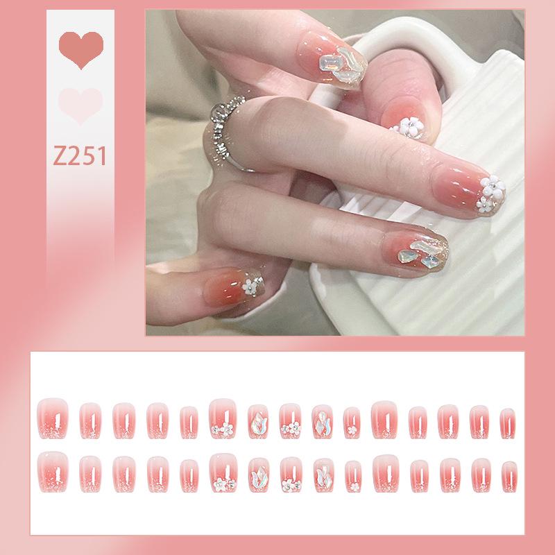 Luxurious Transparent Blush Bubble Rose Press-On Nail Set with Wearable Stickers