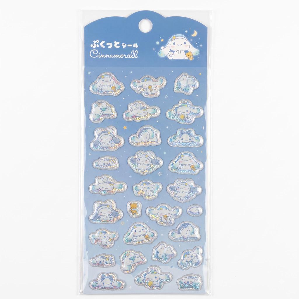 Sanrio Japan Exclusive 3D Puffy Glitter Sticker Sheet – Hello Kitty / My Melody / Cinnamoroll / Kuromi / Sanrio Characters (5 Options)