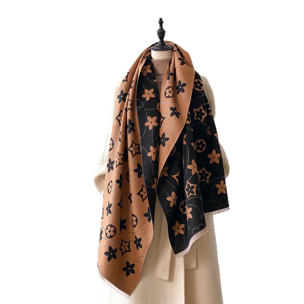 Big-Name Five-Pointed Star Imitation Cashmere Scarf Women'S Autumn And Winter College Style High-End Thickened Thermal Air Conditioner Shawl