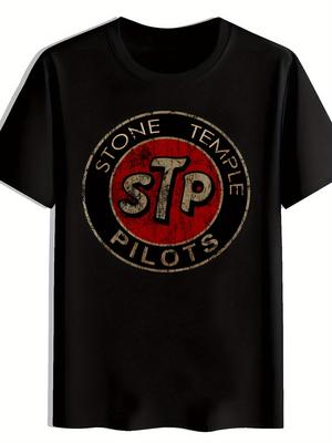 Vintage Rock Band Graphic T-shirt - Distressed STP Pilots Print