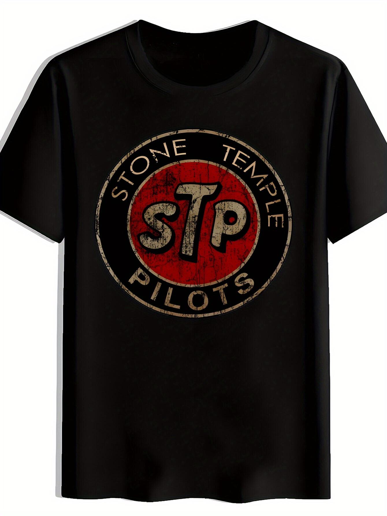 Vintage Rock Band Graphic T-shirt - Distressed STP Pilots Print M