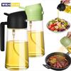 2-in-1 Glass Oil Dispenser and Sprayer Family Kitchen Air Fryer Spray Camping Barbecue Cooking Oil Sprayer 470ml Plastic Bottle