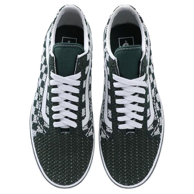 Vans Old Skool Abrasion Resistant Low top Skateboard Shoes Unisex White Green Sneakers VN000EBACD6