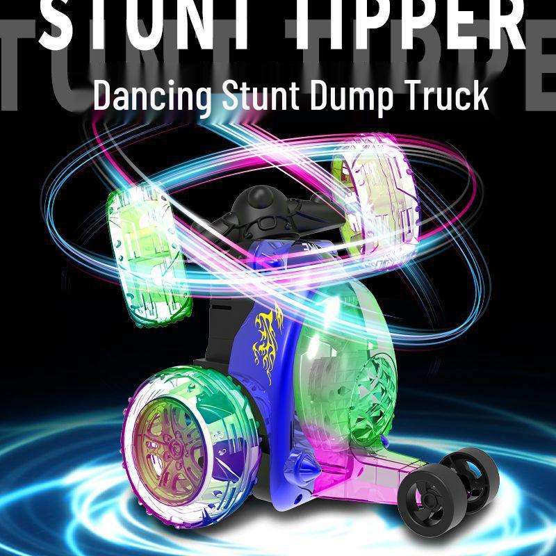 Remote Control Stunt Car with Lights, Music, and Twisting Action - Transforming Toy for Kids