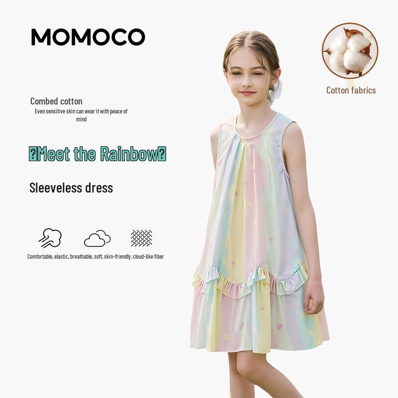 MOMOCO Girl's Summer Polka Dot Sleeveless Cotton Dress
