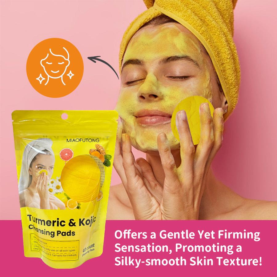 Turmeric Kojic Acid Cleansing Pad Facial Care Deep Cleansing Exfoliating Moisturizing Brightening
