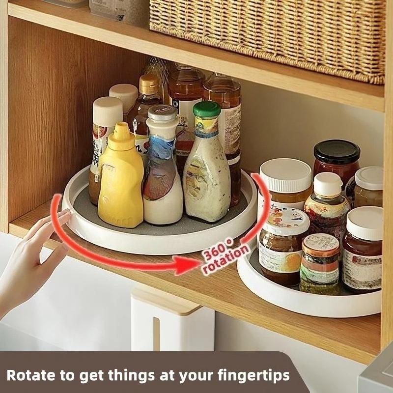 360 Rotatable Anti Sliding Kitchen Condiment Rotatable Storage Rack Tableware Cabinet Round Multi-purpose Storage Rack