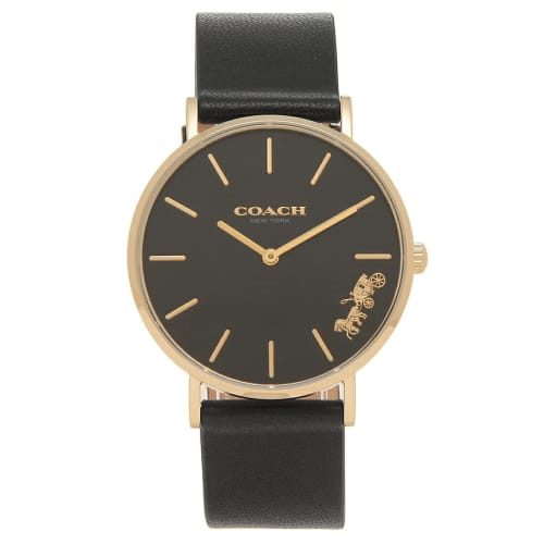 Coach Women's Perry 36mm Quartz Watch with Leather Strap (13) 14503333 Black/Gold