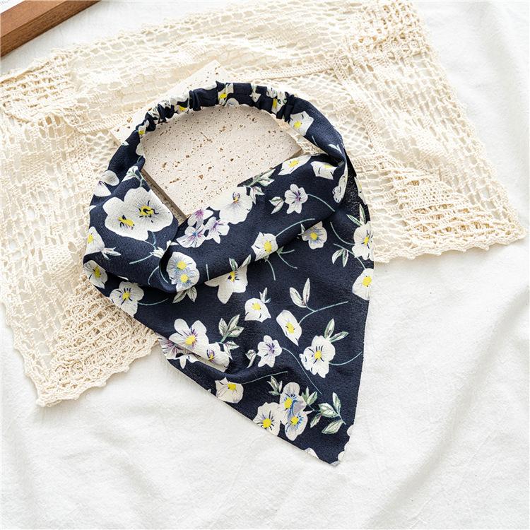 Baghutni Dreieckiges Kopftuch mit Blumenmuster und rundem Stirnband, elastisches Band in Form eines Dickdarms, Haarseil-Stirnband und Haargummi