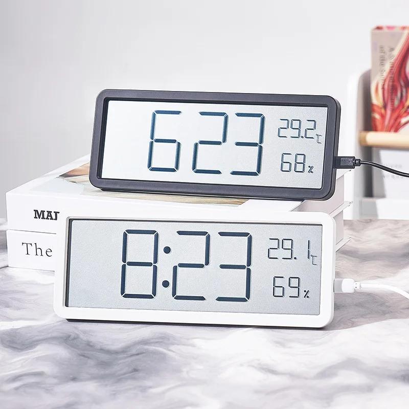 LCD Screen Digital Wall Clock Time Temperature Humidity Time Display Electronic Clock Desktop Digital Clock Battery Powered