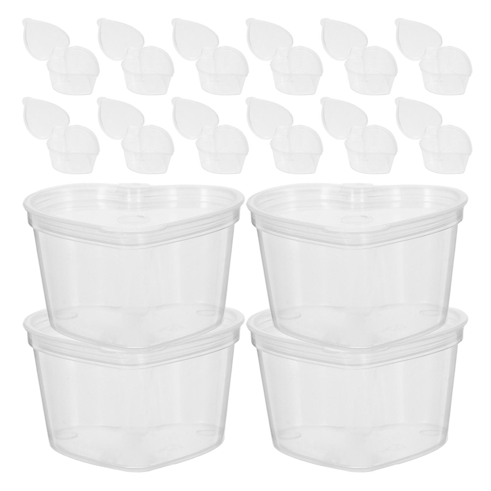 100 pcs 50Ml Pp Plastic Transparent Heart Shaped Spice Storage Container Leak Proof Microwavable Jar For Sauce Seasoning