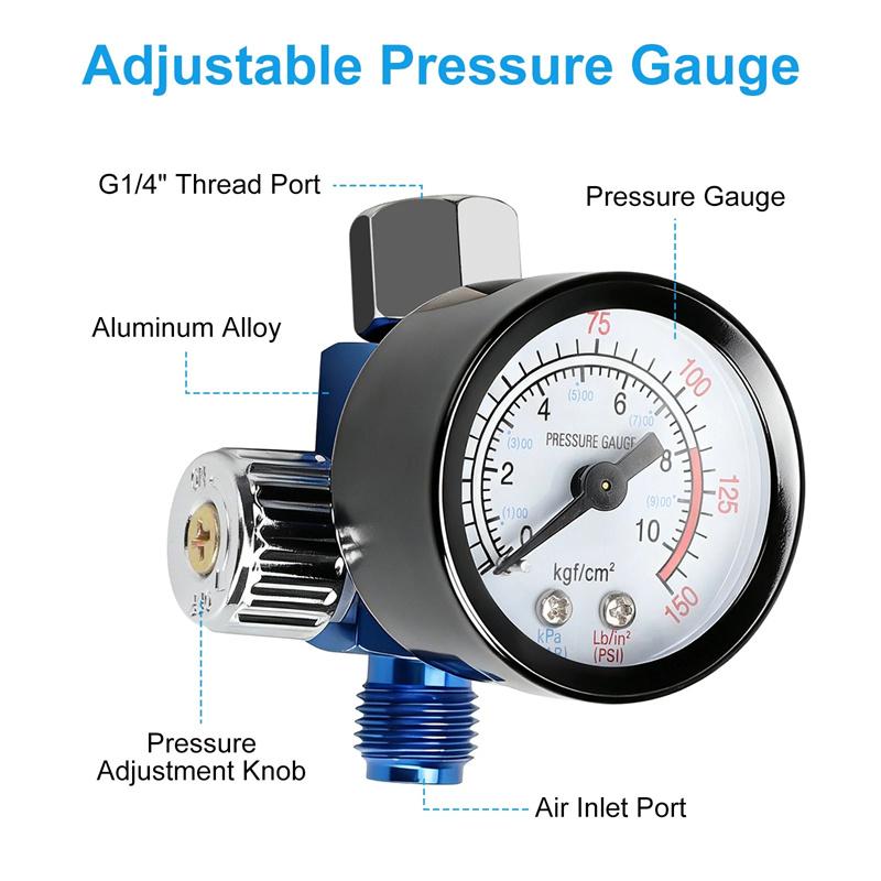 1/4" Air Pressure Regulator Spray Paint Gun Pressure Gauge Pneumatic Tool Accessory General General Pressure Regulating Valve